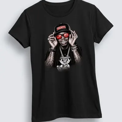 Vintage hip-hop style shirt featuring Lil Wayne and classic text — printed on a women's shirt