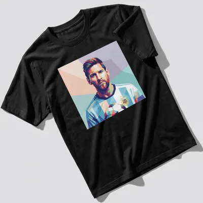 Pop art portrait of Lionel Messi with soccer ball in vibrant colors