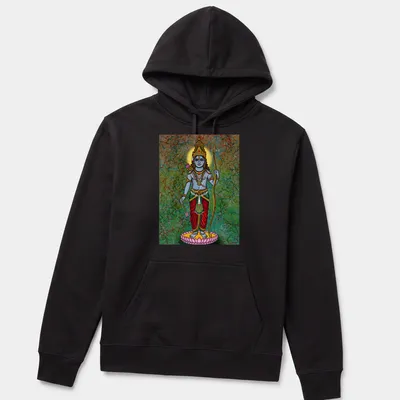 Digital drawing of Lord Rama in vibrant colors on a — printed on a unisex hoodie
