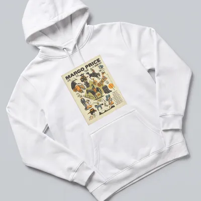 Vintage concert poster style graphic with Margo Price's tour dates in colorful text — printed on a unisex hoodie
