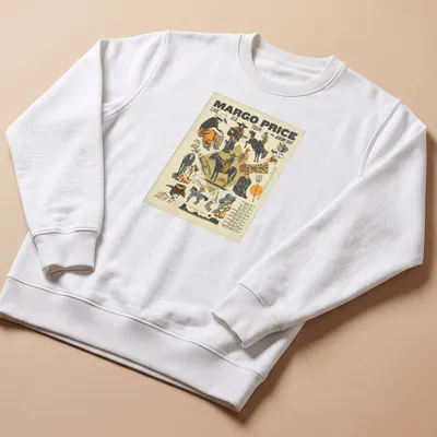 Vintage concert poster style graphic with Margo Price's tour dates in colorful text — printed on a unisex sweatshirt