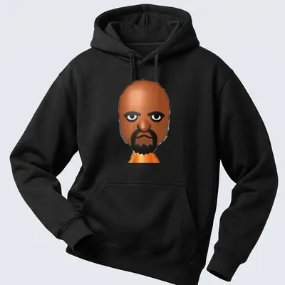 3D cartoon print of Matt from Wii Sports in brown, black, orange, and white — printed on a unisex hoodie