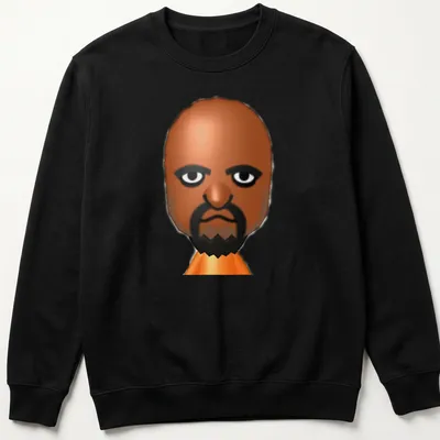 3D cartoon print of Matt from Wii Sports in brown, black, orange, and white — printed on a unisex sweatshirt