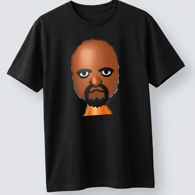3D cartoon print of Matt from Wii Sports in brown, black, orange, and white