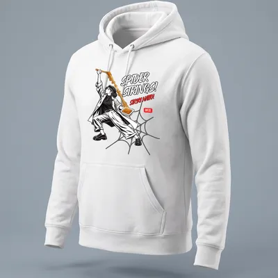 Comic-style graphic of a person holding sticky natto with humorous text — printed on a unisex hoodie