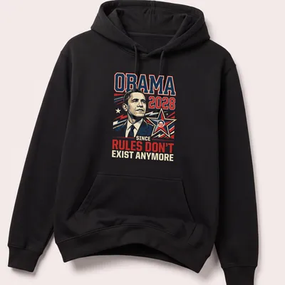 Vintage political T-shirt with humorous Obama graphic and text. — printed on a unisex hoodie