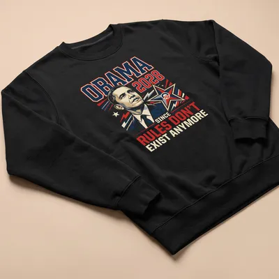 Vintage political T-shirt with humorous Obama graphic and text. — printed on a unisex sweatshirt