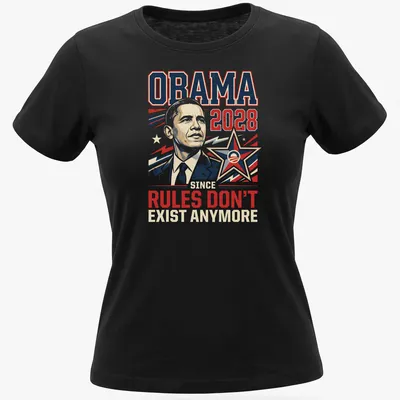 Vintage political T-shirt with humorous Obama graphic and text. — printed on a women's shirt