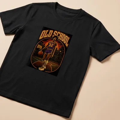 Retro distressed t-shirt featuring a basketball player and bold OLD SCHOOL text