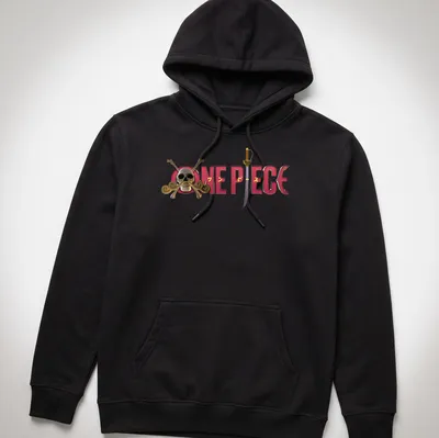 Bold One Piece T-shirt featuring a 3D skull and crossbones design in various colors. — printed on a unisex hoodie