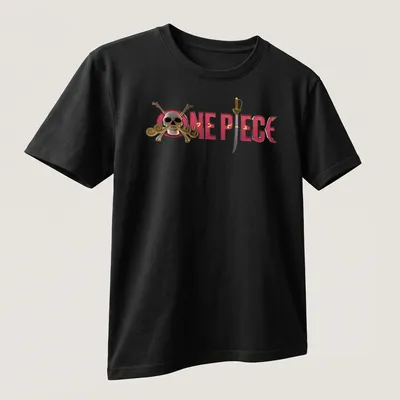 Bold One Piece T-shirt featuring a 3D skull and crossbones design in various colors. — printed on a unisex t-shirt (angled view)