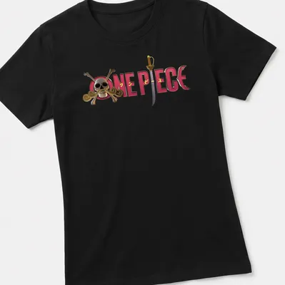 Bold One Piece T-shirt featuring a 3D skull and crossbones design in various colors. — printed on a women's shirt
