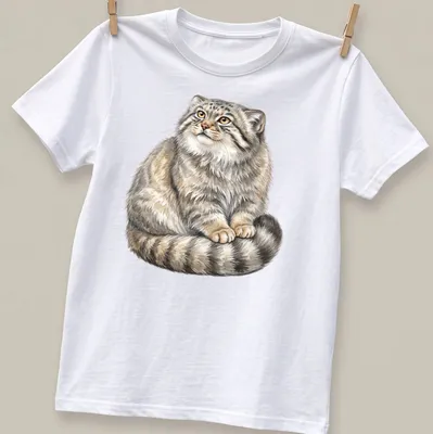 Watercolor illustration of a Pallas Cat with gray, cream, and brown tones