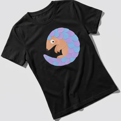 Kawaii pangolin design in pastel colors on a light background — printed on a women's shirt