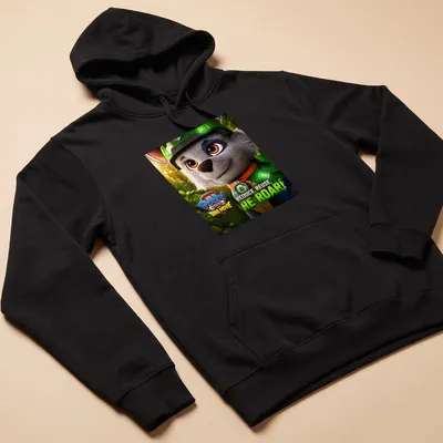 Colorful animated Paw Patrol T-shirt with dino theme and vibrant text — printed on a unisex hoodie