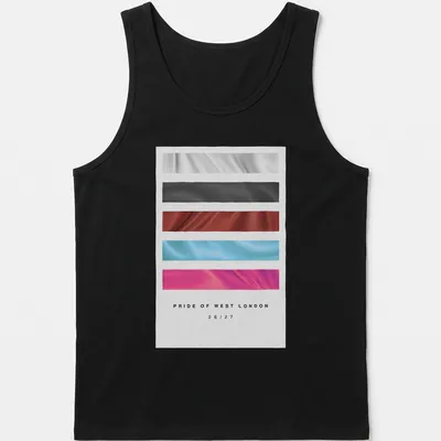 Illustrative football kit t-shirt featuring abstract wave design and printed text — printed on a tank top