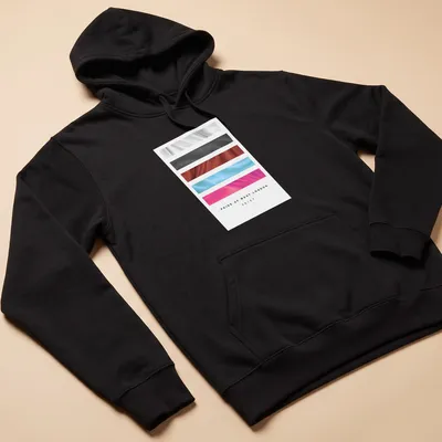 Illustrative football kit t-shirt featuring abstract wave design and printed text — printed on a unisex hoodie