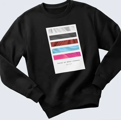 Illustrative football kit t-shirt featuring abstract wave design and printed text — printed on a unisex sweatshirt