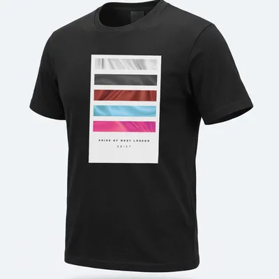 Illustrative football kit t-shirt featuring abstract wave design and printed text