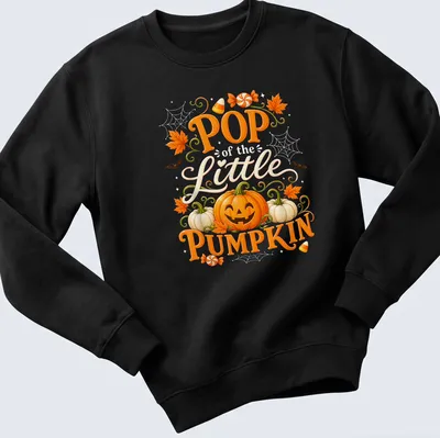 Whimsical design of colorful pumpkin with cheerful text for Halloween — printed on a unisex sweatshirt