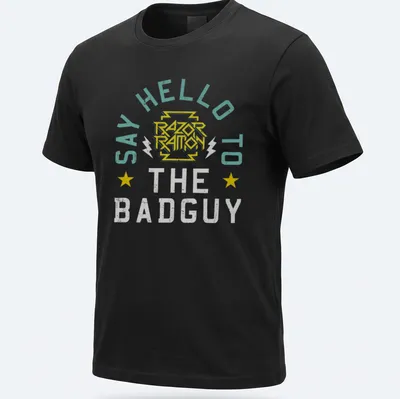 Retro graphic t-shirt with humorous text and colorful design. — printed on a unisex t-shirt