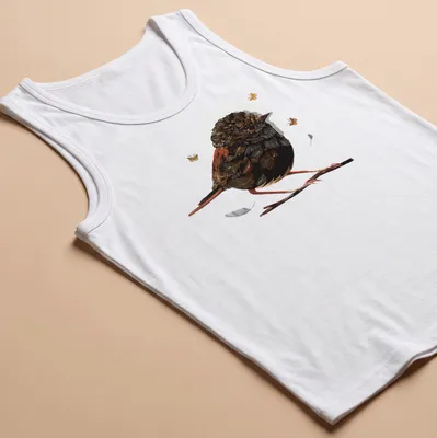 Illustration of a Red Backed Fairywren in vibrant colors — printed on a tank top
