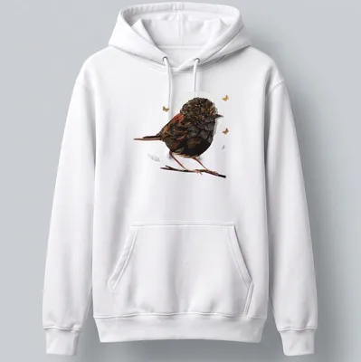 Illustration of a Red Backed Fairywren in vibrant colors — printed on a unisex hoodie