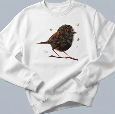 Illustration of a Red Backed Fairywren in vibrant colors — printed on a unisex sweatshirt