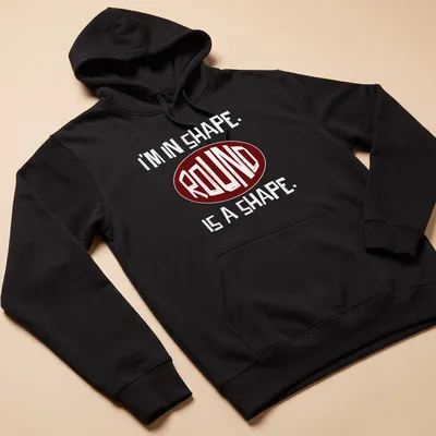 Bold typography tee featuring the word Round in maroon and white — printed on a unisex hoodie