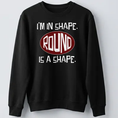 Bold typography tee featuring the word Round in maroon and white — printed on a unisex sweatshirt