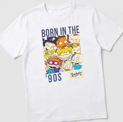 Rugrats characters surrounding text 'Born in the β90s' in vibrant colors.