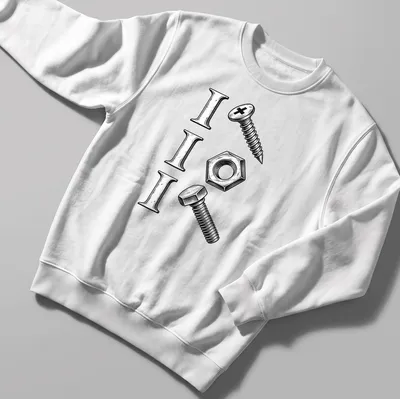 Vintage design featuring a screw, nut, and bolt with I I I text — printed on a unisex sweatshirt