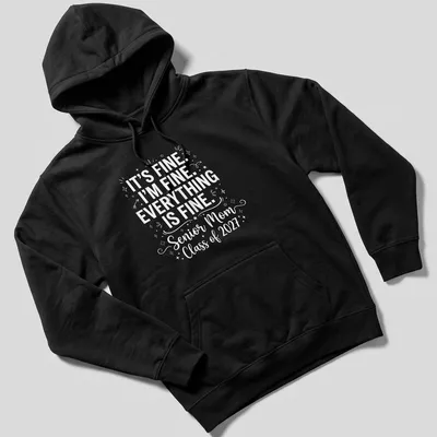Playful typography shirt for Senior Moms with humorous graduation text — printed on a unisex hoodie