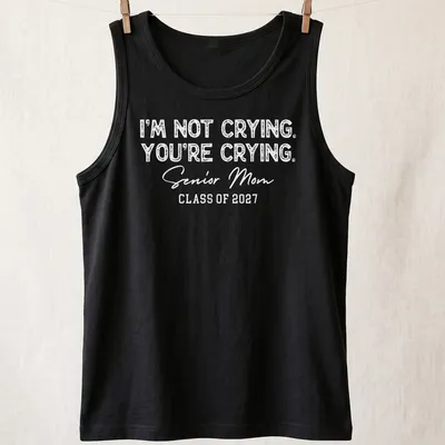 Retro design with heartfelt text for Senior Moms celebrating graduation. — printed on a tank top