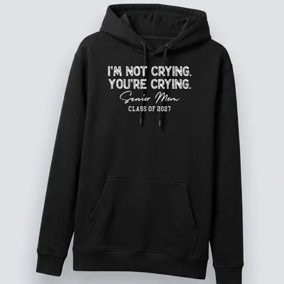 Retro design with heartfelt text for Senior Moms celebrating graduation. — printed on a unisex hoodie