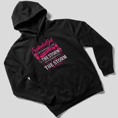 Vintage ornate design featuring empowering text for September girls — printed on a unisex hoodie