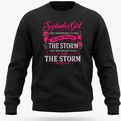 Vintage ornate design featuring empowering text for September girls — printed on a unisex sweatshirt