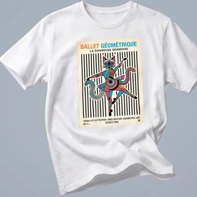 Siamese cat ballet dancer in geometric art style with vibrant colors