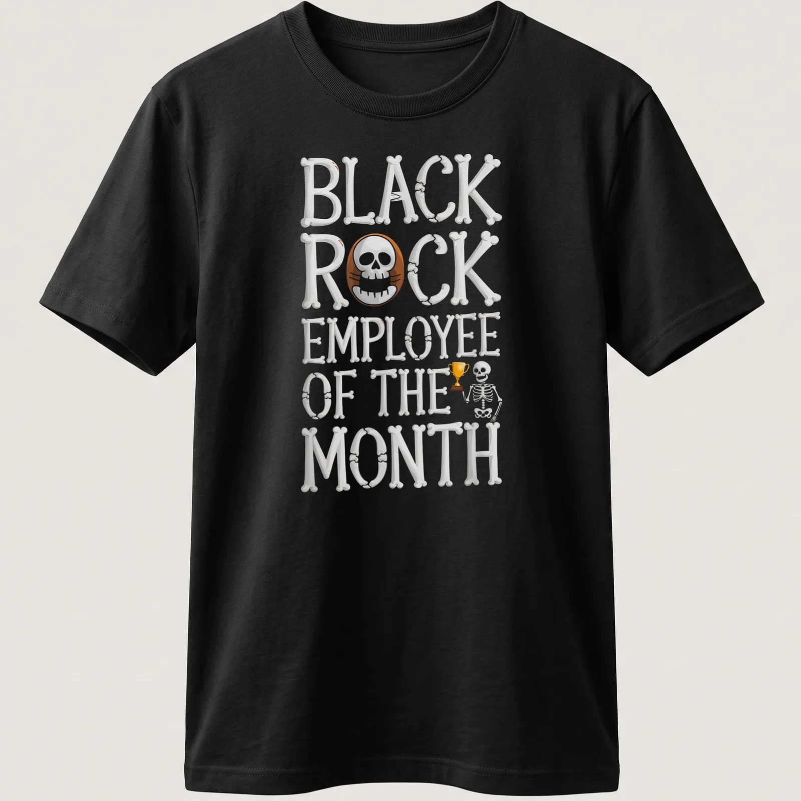 Funny Halloween themed t-shirt featuring a skeleton and hand-lettered text. — printed on a unisex t-shirt