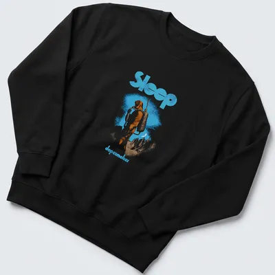 Vintage-style Sleep Dopesmoker t-shirt with figure and bold text — printed on a unisex sweatshirt