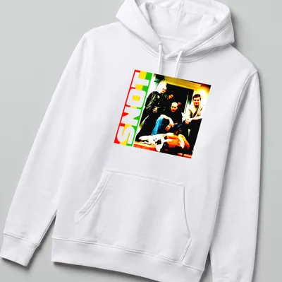 Vibrant pop art style SNOT T-shirt featuring alternative metal band members — printed on a unisex hoodie