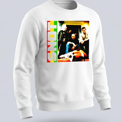 Vibrant pop art style SNOT T-shirt featuring alternative metal band members — printed on a unisex sweatshirt