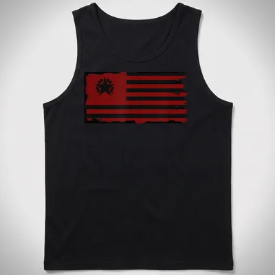 Grunge-style T-shirt featuring a solidarity flag in red and black — printed on a tank top