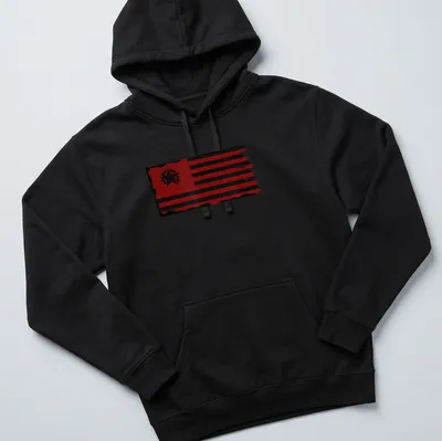 Grunge-style T-shirt featuring a solidarity flag in red and black — printed on a unisex hoodie