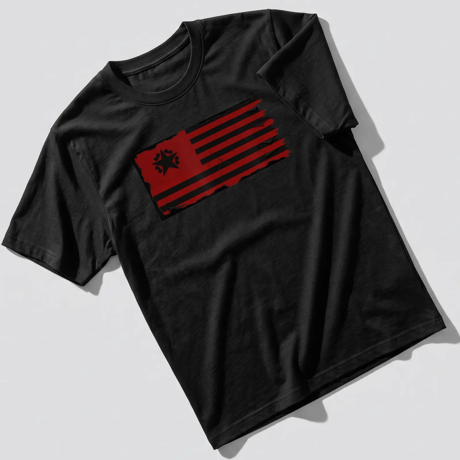 Grunge-style T-shirt featuring a solidarity flag in red and black — printed on a unisex t-shirt