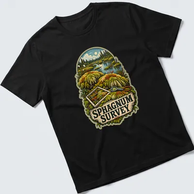 Vintage illustration of Sphagnum moss in a natural landscape with printed text