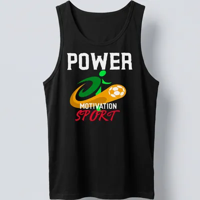 Vibrant Sport Power Motivation t-shirt featuring a soccer player in action — printed on a tank top