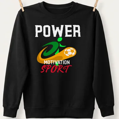 Vibrant Sport Power Motivation t-shirt featuring a soccer player in action — printed on a unisex sweatshirt