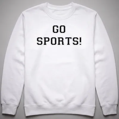 Bold collegiate Sports Go t-shirt with black and white lettering. — printed on a unisex sweatshirt