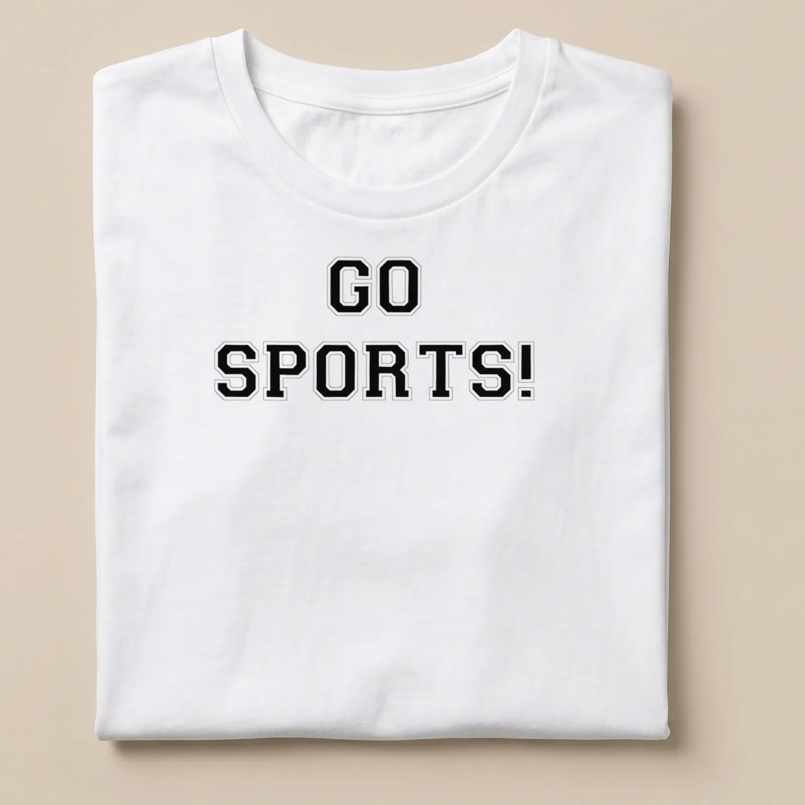 Bold collegiate Sports Go t-shirt with black and white lettering. — printed on a unisex t-shirt